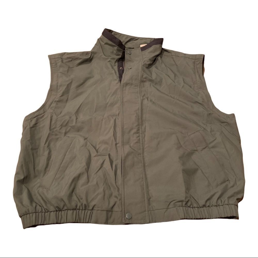 Perry Ellis Vest Zip Snap Closure Olive Green XXL